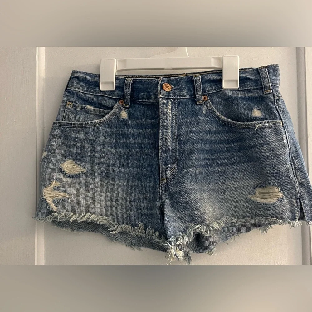 Abercrombie & Fitch Distressed Blue Denim Jean Shorts